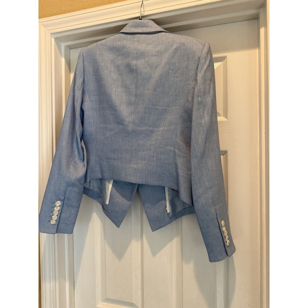 Veronica Beard Diego Linen Dickey Blazer Size 10 in Lake Blue - Picture 3 of 7